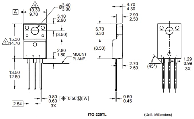 Mechanical Drawing - Taiwan Semiconductor TSM600NA25CIT N-Channel Power MOSFET